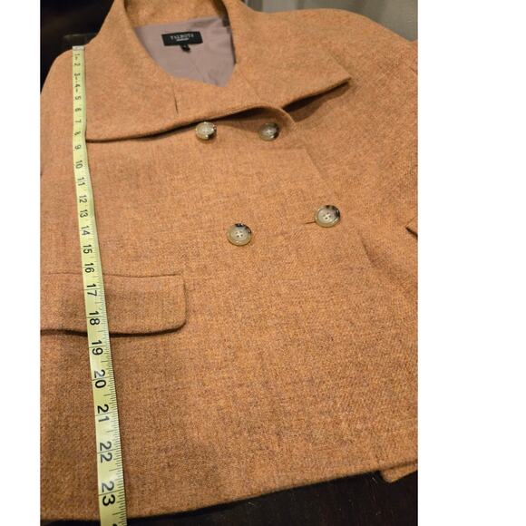 Talbots Peacoat 100% Wool Double Breast Front Pockets Tan Jacket Womens Size 10 - Picture 10 of 11